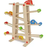 Eichhorn 100002029 Grand circuit à billes en bois de pin, 7 pièces, avec 6 éléments de roulement, circuit à billes pour les enfants à partir de 1 an, dimensions : 67 x 56 cm