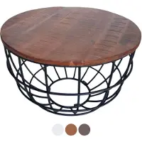 Abato Table basse Lexington Salon Dallas Ø 55cm bois massif bassano
