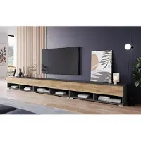 MINIO go for it , meuble TV « ANNE », 300 cm, sans éclairage LED, couleur Graphite Matera / Châtaigne Breslau