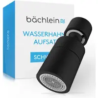 Bächlein Robinet droit noir mat avec deux types de jet - aérateur pivotant pour robinetterie de cuisine