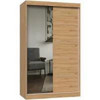 Top E Shop Armoire 120 cm avec miroir RANNO 8 - chêne artisanal