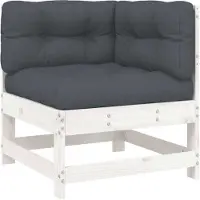 Syfax Canapé d'angle avec coussins blanc bois de pin solide