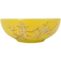 Syfax Vasque à poser blanc et jaune rond 41x14 cm céramique