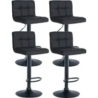 CLP lot de 4 tabourets de bar Feni en similicuir, Couleur:noir, Matériau du piètement:Métal noir mat