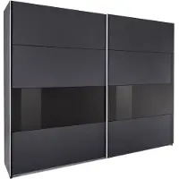 Wimex Armoire à portes coulissantes Bramfeld Armoire à vêtements Finition au choix, graphite / verre noir, 270 x 64 x 236 cm