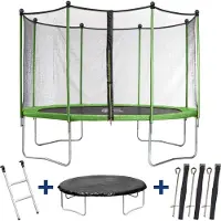 HABITAT ET JARDIN Trampoline "Yoopi" - Ø 4.25 m - Avec Filet + Echelle + Couverture + Kit d'ancrage