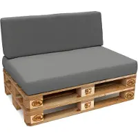 Pokar Coussin pour palette Coussins de palette avec housse amovible Canapé de palette, Taille:Set coussin d'assise 120x80 + coussin de dossier 120x40, Couleur:Gris - Imperméable