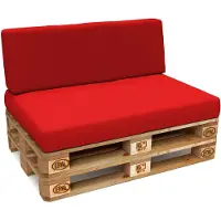 Pokar Coussin pour palette Coussins de palette avec housse amovible Canapé de palette, Taille:Set coussin d'assise 120x80 + coussin de dossier 120x40, Couleur:Rouge - Imperméable