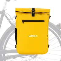 Wiltec Sacoche sac à dos étanche pour porte-bagages jaune – capacité de 25 L – en 500D PVC – avec compartiment pour ordinateur portable – pour vélos et vélos électriques – Sac de bicyclette – Cyclisme