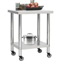 Syfax Table de travail de cuisine avec roues 80x45x85 cm Inox