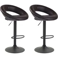 CLP 2 chaises de bar Olinda - revêtement en similicuir, structure noire - couleur marron
