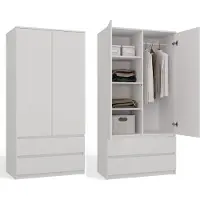 CDF Armoire moderne Malwa SS-90 | Couleur : blanc | Idéal pour une chambre à coucher, un couloir, une chambre d'enfant ou un bureau | Porte-manteau, porte-vêtements