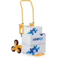 Relaxdays Diable monte-escaliers , chariot de transport pliable, jusqu'à 50/150 kg, pneus en caoutchouc plein, réglable en hauteur, jaune