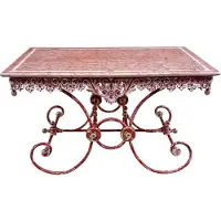 Demotex GmbH Casa Padrino Table de jardin Art Nouveau Rouge antique / Blanc 130 x 80 x H. 75 cm - Meubles de jardin faits main