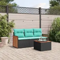 Prolenta Maison Exclusive - Ensemble de salon de jardin 4 pièces avec coussins, en polyrotin noir