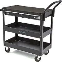 OEM Chariot à outils à 3 niveaux avec tiroir et étagère 87 cm, noir