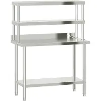 vidaXL Table de travail de cuisine avec panneau à poser 110x55x150 cm acier inoxydable