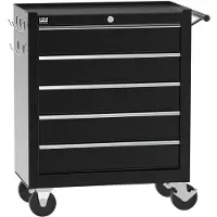 HBM Chariot à outils 5 tiroirs, 62 cm, noir