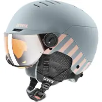 Uvex Rocket JR Visor, casque de ski avec visière, junior, gris clair/rose