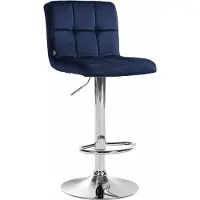 CLP Tabouret de bar Peru Velvet, couleur:bleu, piétement couleur:chrome