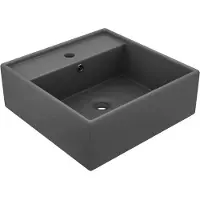 Syfax Lavabo carré à trop-plein Gris foncé mat 41x41 cm Céramique
