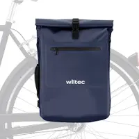 Wiltec Sacoche sac à dos étanche pour porte-bagages bleue – capacité de 25 L – en 500D PVC – avec compartiment pour ordinateur portable – pour vélos et vélos électriques – Sac de bicyclette – Cyclisme