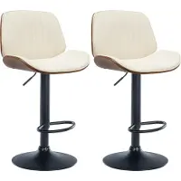 CLP lot de 2 tabourets de bar Nova en similicuir, couleur:noix/crème