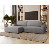 Emporius Furniture Canapé d'angle avec fonction sommeil Boston - Canapé d'angle, Tiroir de lit, Petit canapé, Gauche, Gris (Memphis 18)