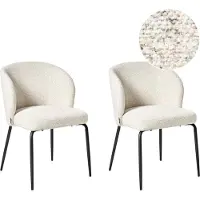 Beliani Ensemble de 2 chaises de salle à manger blanc crème rembourrage bouclé pieds métalliques noirs style moderne cuisine salle à manger