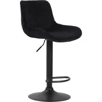 CLP Tabouret de bar Lentini, revêtement en velours, pivotant et réglable en hauteur | Couleur : noir. Structure : noire