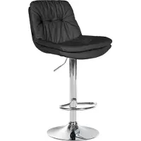CLP Tabouret de bar Laurel similicuir, couleur:noir, matériaux du piètement:métal chromé