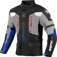 Berik Veste textile imperméable 3 en 1 Dakota pour moto, noire/grise/bleue, taille 52