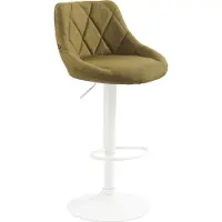 CLP Tabouret de bar Lazio, revêtement en tissu, réglable en hauteur et pivotant à 360 degrés. Couleur : vert. Structure : blanche