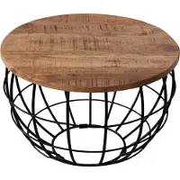Abato Table basse durable ronde salon bois massif London 55cm tabacco
