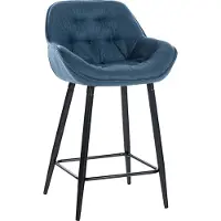 CLP Tabouret de bar Gibson - revêtement en tissu, pieds en métal noirs - Bleu