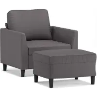 vidaXL Fauteuil avec repose-pied Gris 60 cm Similicuir