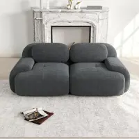 Sweiko Canapé Loveseat 82'' en velours côtelé, modulable avec accoudoirs incurvés et dessous antidérapant, rembourrage très élastique pour le salon, la chambre à coucher et le home cinéma, Grey