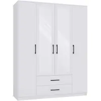 Top E Shop Armoire 160 cm avec miroir et tiroirs RAGNAR - blanc