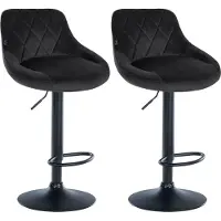 CLP lot de 2 tabourets de bar Lazio velours, couleur:noir, piètement couleur:noir