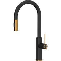 Quadron Jennifer Q Line Slim SteelQ Mitigeur de cuisine vertical noir avec éléments cuivrés (84818011)