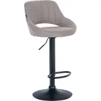 CLP Tabouret de bar Milet, revêtement en tissu, réglable en hauteur, pivotant, avec dossier | Couleur : gris, structure : noir