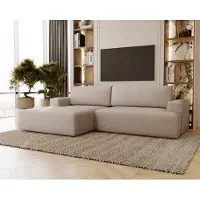 Emporius Furniture Canapé d'angle avec fonction sommeil Boston - Canapé d'angle, Tiroir de lit, Petit canapé, Gauche, Beige (Memphis 3)