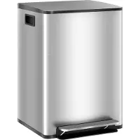 HOMCOM Poubelle de cuisine de 2 x 20L poubelle à pédale 2 compartiments, en acier inoxydable avec couvercle à fermeture douce, seaux amovibles, 41,8L x 36,7l x 58H cm argenté