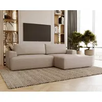 Emporius Furniture Canapé d'angle avec fonction sommeil Boston - Canapé d'angle, Tiroir de lit, Petit canapé, Droite, Beige (Memphis 3)