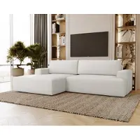 Emporius Furniture Canapé d'angle avec fonction sommeil Boston - Canapé d'angle, Tiroir de lit, Petit canapé, Gauche, Crème (Memphis 1)