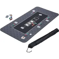 Relaxdays Tapis de poker 180 x 90 cm, Texas Hold'em, grand tapis de table de poker, antidérapant, polyester, accessoires de poker, noir