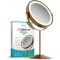 Mirlux Miroir de maquillage - à poser - Rechargeable - Or - grossissement 1-10x