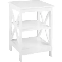 Beliani Table d'appoint blanche 40 x 40 cm Plateau en MDF cadre laqué mat supports latéraux en forme de X carrés modernes