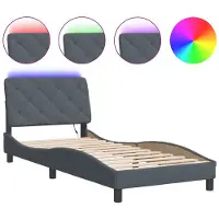 vidaXL Cadre de lit avec LED sans matelas gris foncé 90x200 cm velours