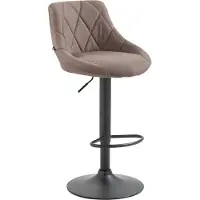 CLP Tabouret de bar Lazio, revêtement en tissu, réglable en hauteur et pivotant à 360 degrés. Couleur : taupe. Structure : noire